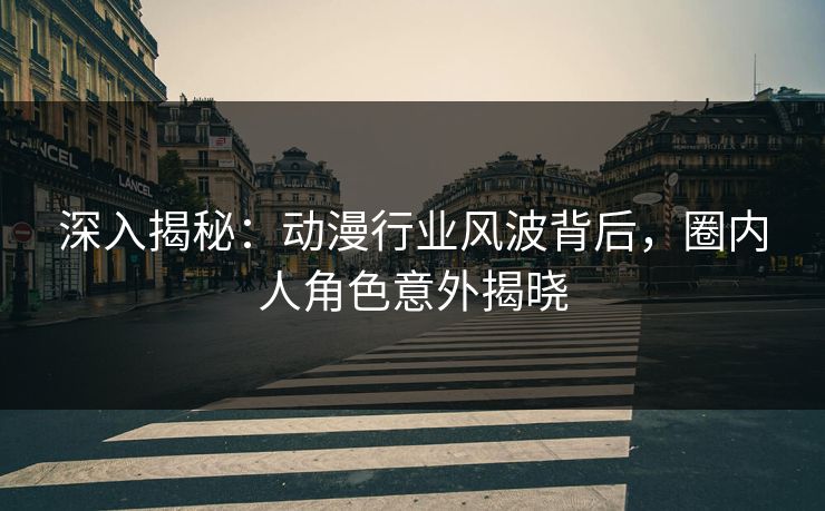 深入揭秘：动漫行业风波背后，圈内人角色意外揭晓