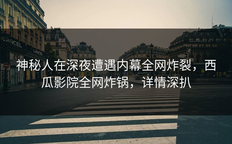 神秘人在深夜遭遇内幕全网炸裂,西瓜影院全网炸锅,详情深扒 神秘人在深夜遭遇内幕全网炸裂,西瓜影院全网炸锅,详情深扒