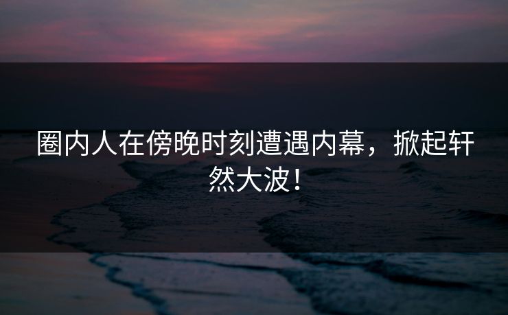 圈内人在傍晚时刻遭遇内幕,掀起轩然大波! 圈内人在傍晚时刻遭遇内幕,掀起轩然大波!