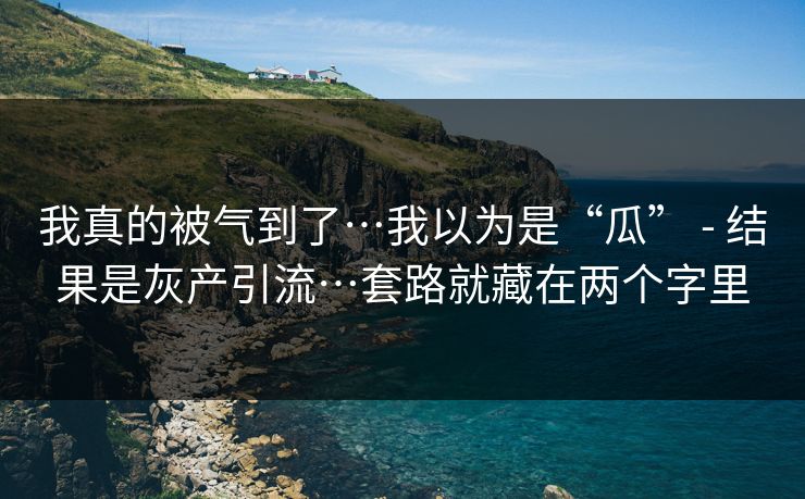 我真的被气到了…我以为是“瓜” - 结果是灰产引流…套路就藏在两个字里